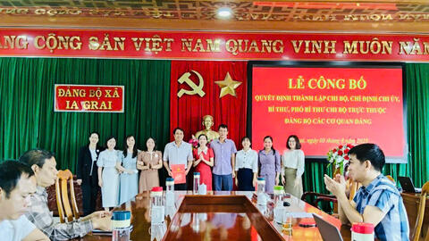 Công bố quyết định thành lập các chi bộ trực thuộc đảng bộ các cơ quan đảng xã Ia Grai
